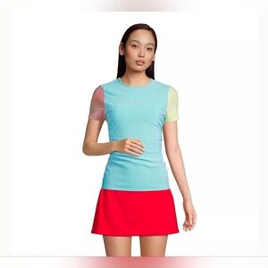 Lands' End Chlorine Resistant Modest Tankini Top Swimsuit Built in Bra sz 12